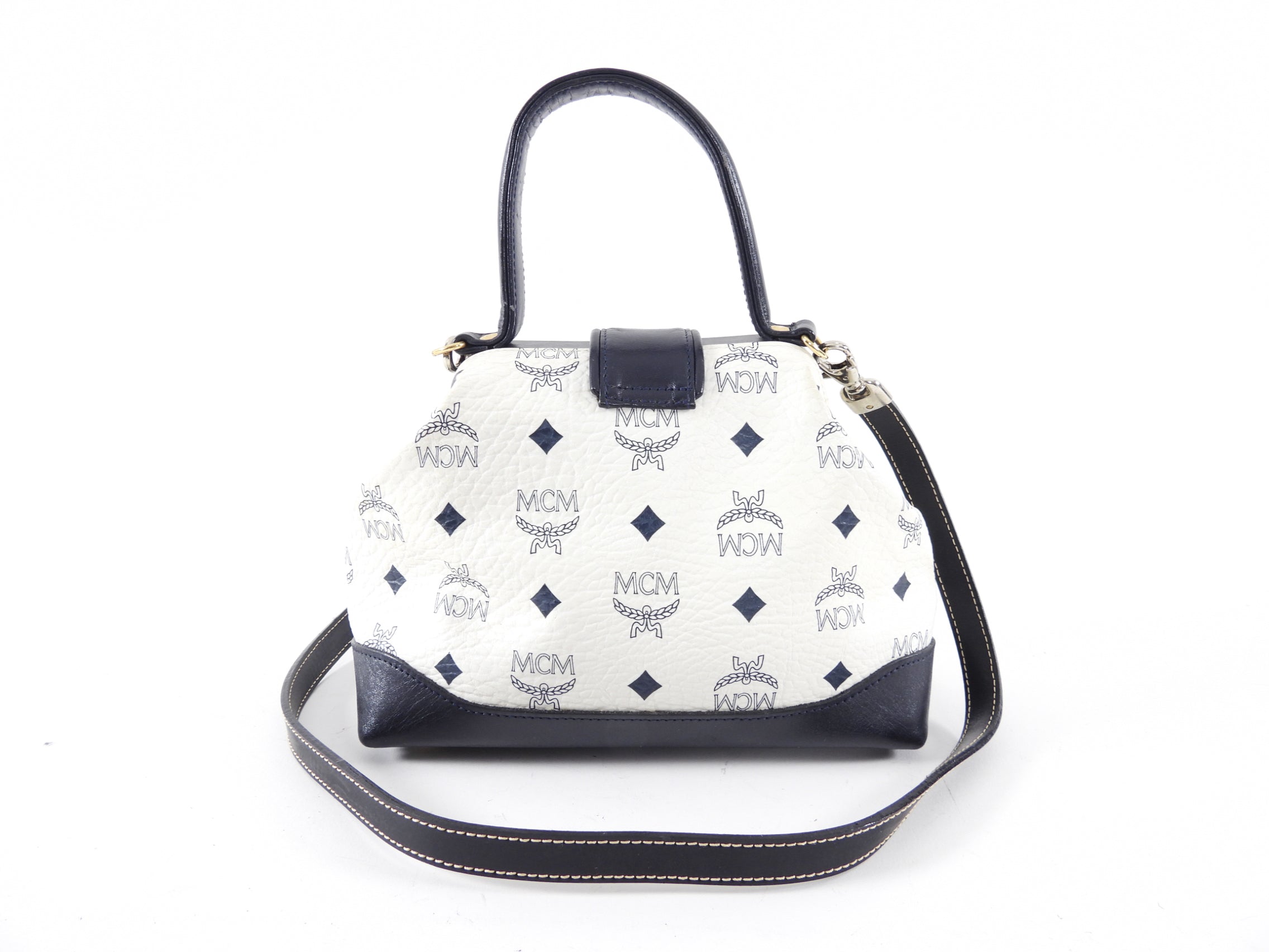 MCM Vintage Small Top Handle Logo Bag