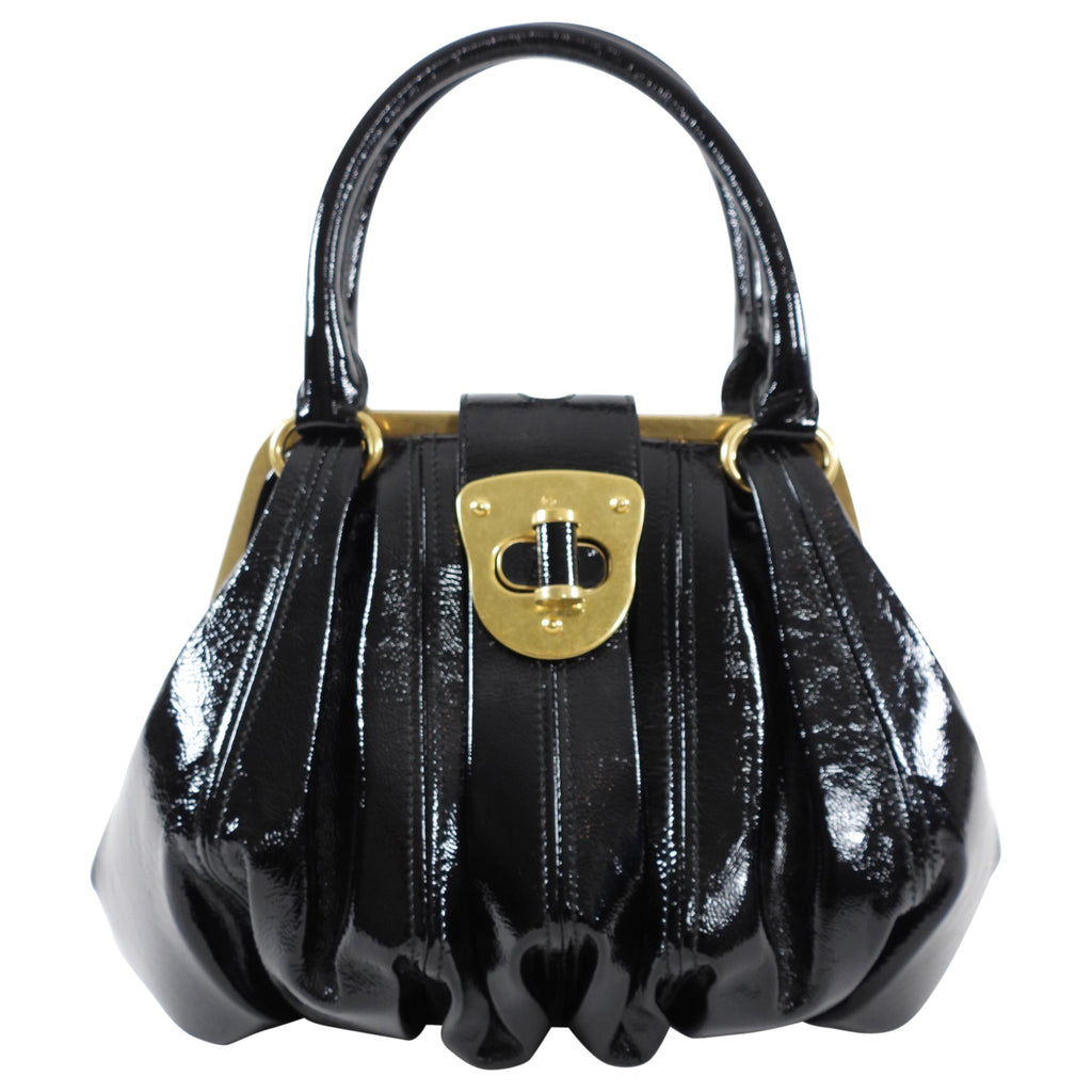 Alexander McQueen Black Patent Elvie Handbag