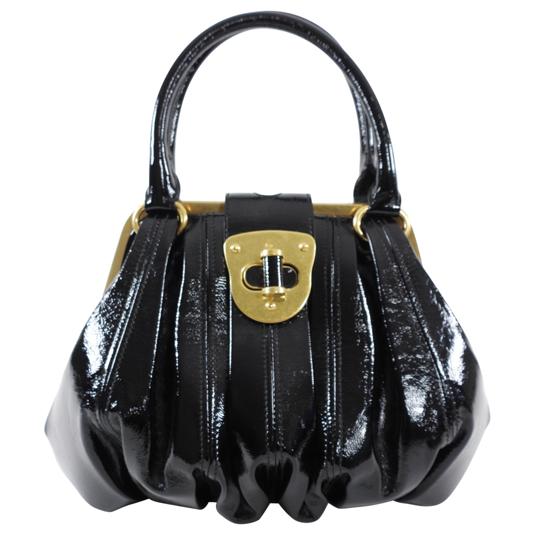 Alexander McQueen Black Patent Elvie Handbag