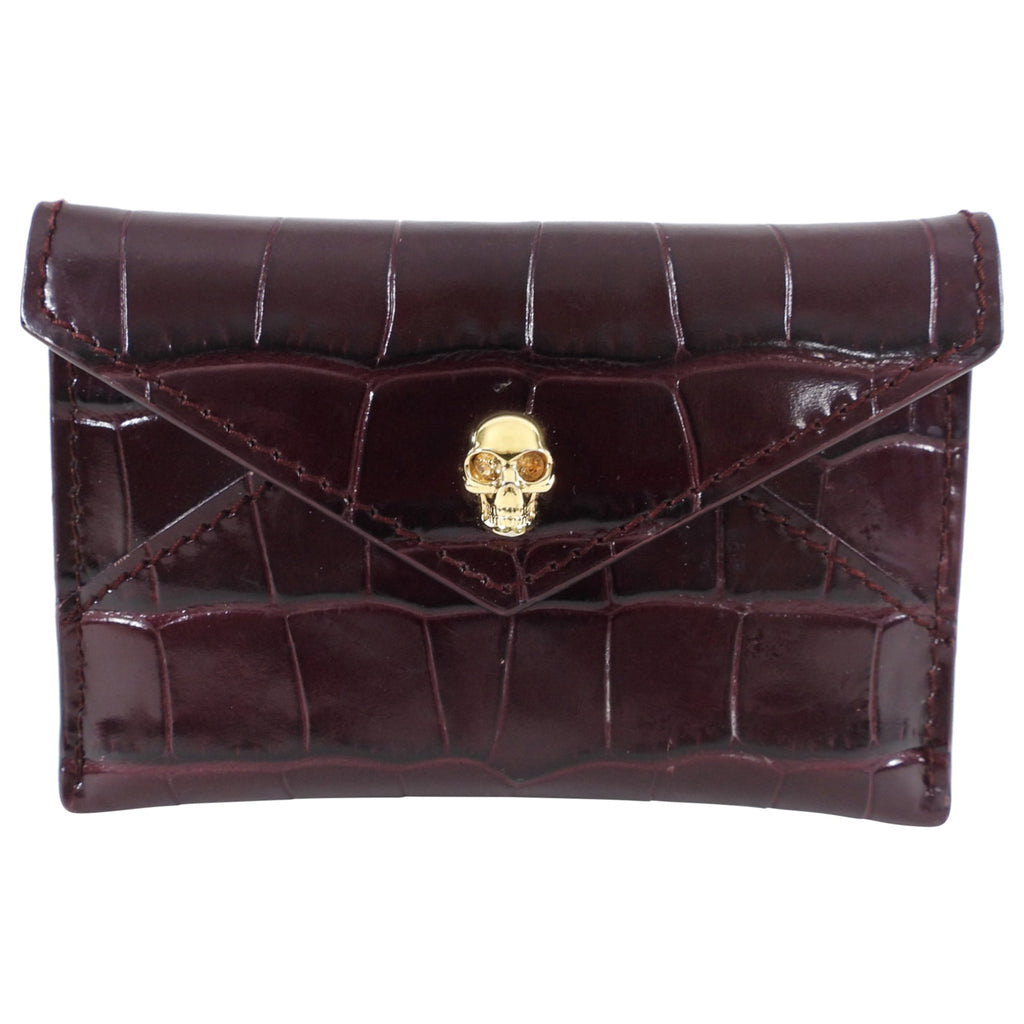 Alexander McQueen Burgundy Embossed Coin Wallet