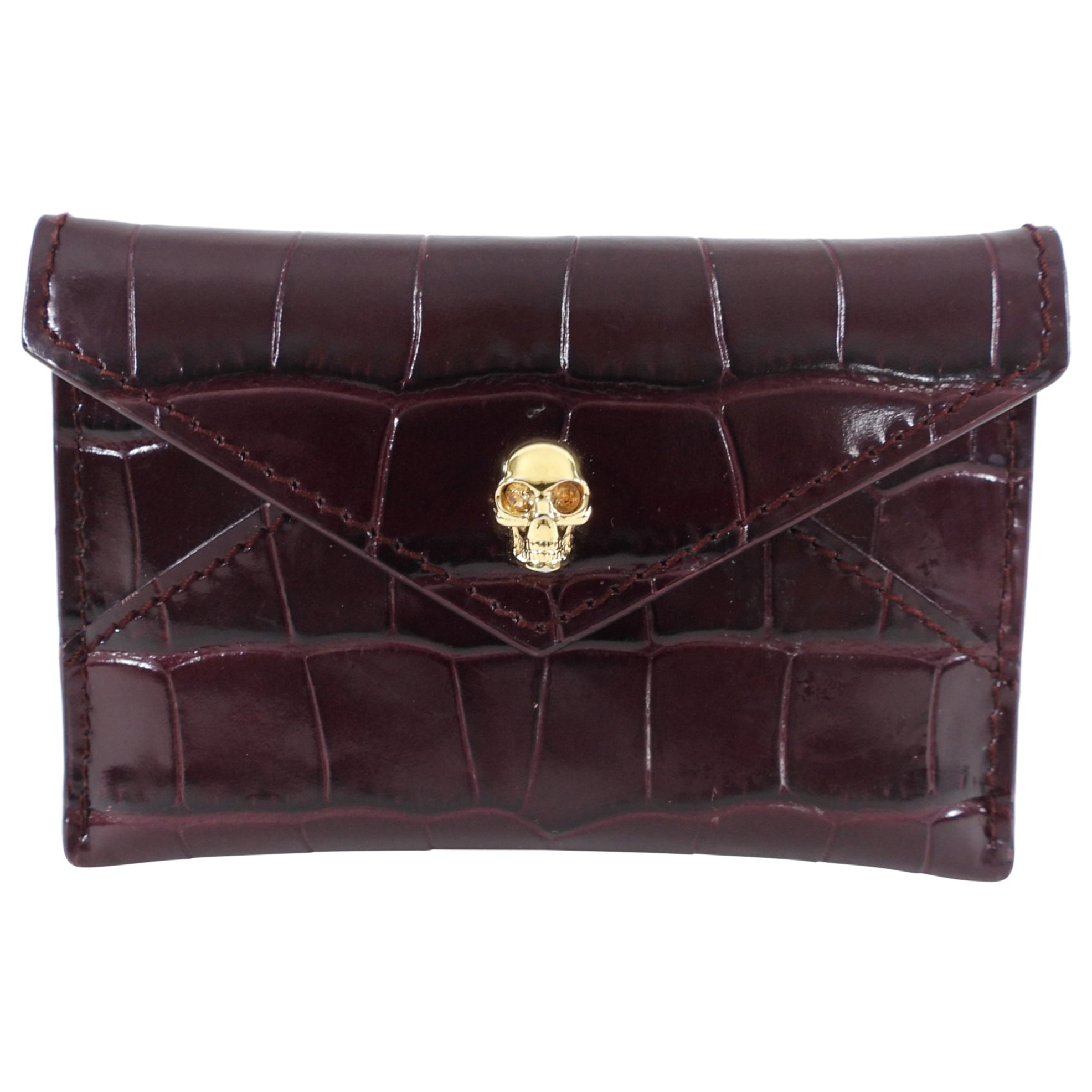 Alexander McQueen Burgundy Embossed Coin Wallet