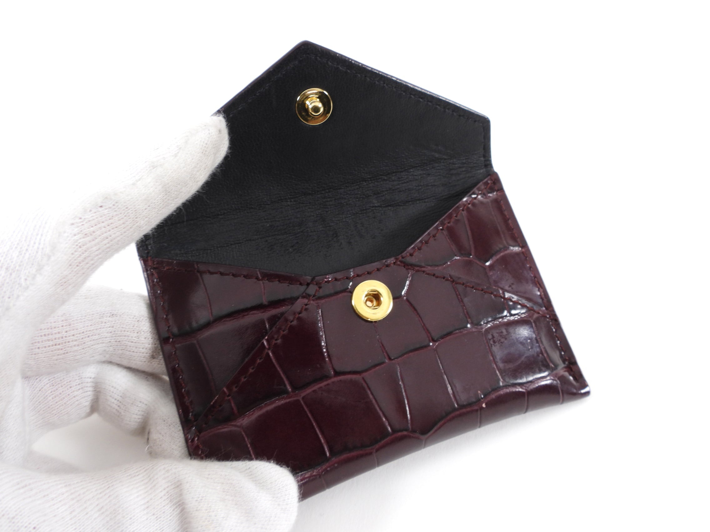 Alexander McQueen Burgundy Embossed Coin Wallet