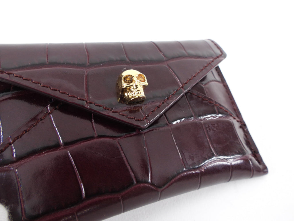 Alexander McQueen Burgundy Embossed Coin Wallet