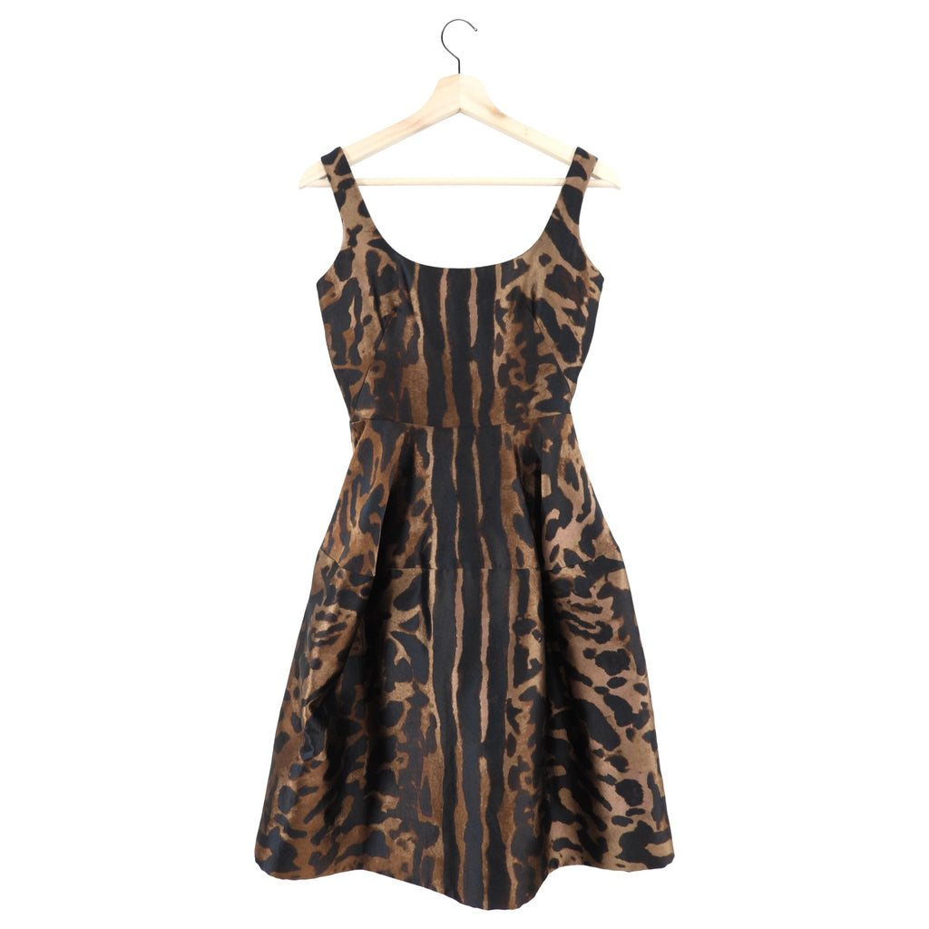 Alexander McQueen Leopard Pattern Sleeveless Cocktail Dress - IT38 / USA 2