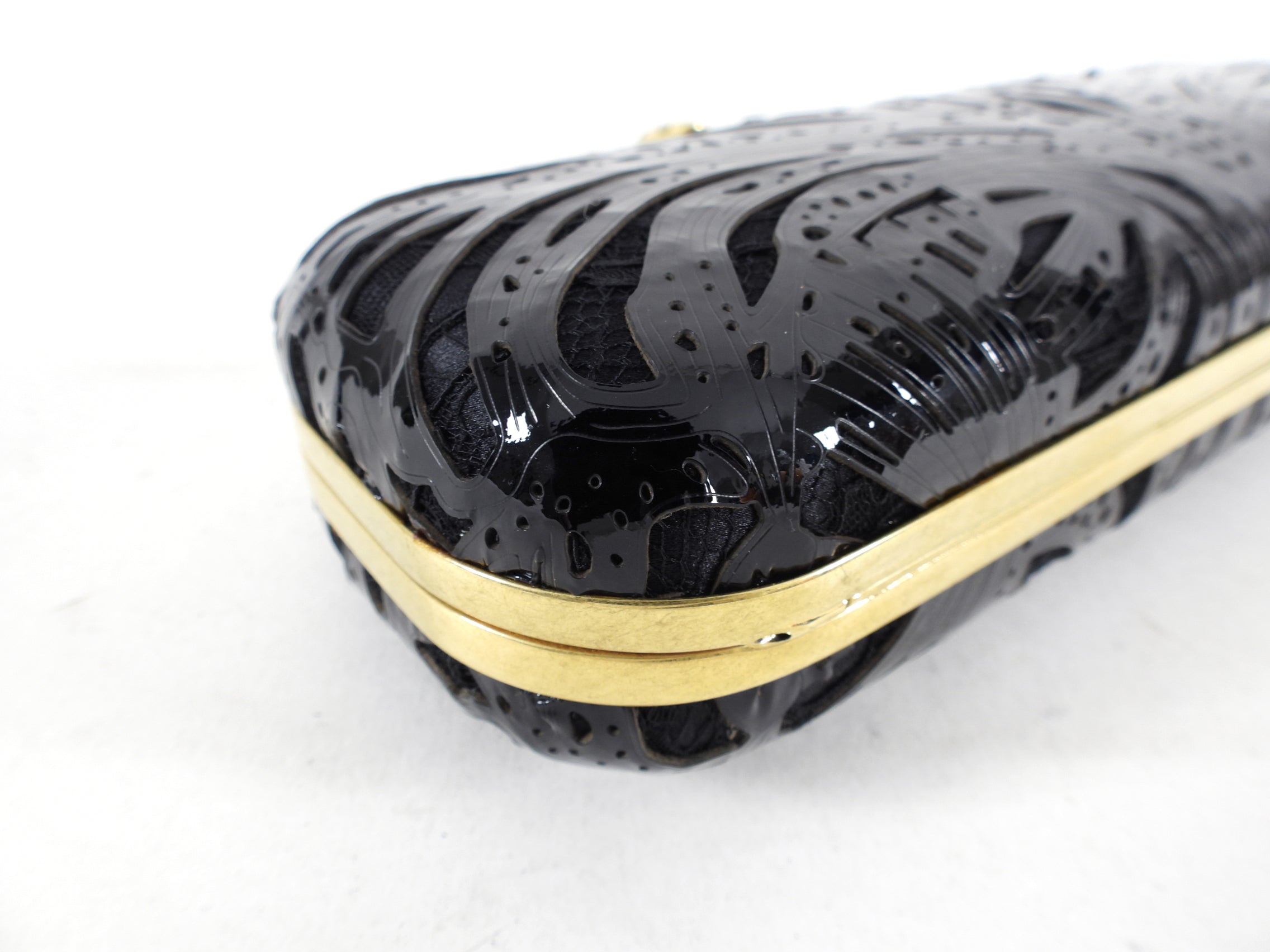 Alexander McQueen Patent and Lace Knuckle Duster Clutch