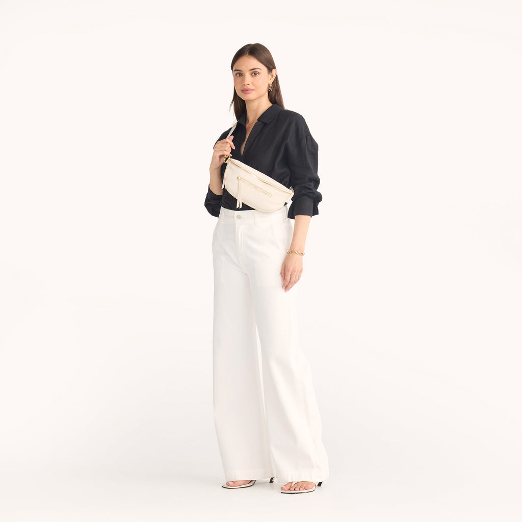 Charles Crossbody | Calla Lily White/Brushed Gold | Med