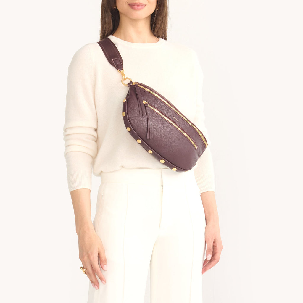 Charles Crossbody | Cabernet Pebble/Brushed Gold | Lrg