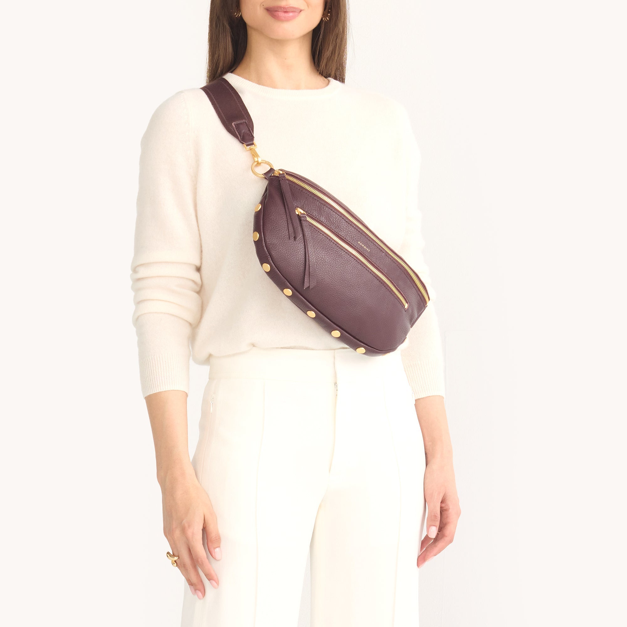 Charles Crossbody | Cabernet Pebble/Brushed Gold | Lrg