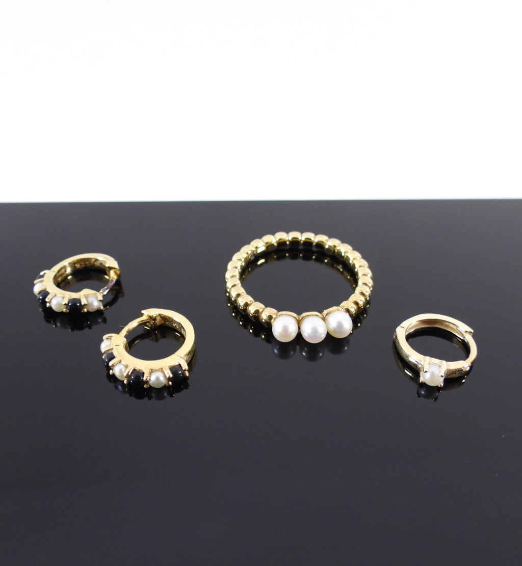 Mejuri Sterling Gold Vermeil 4pc Ring / Earrings Set