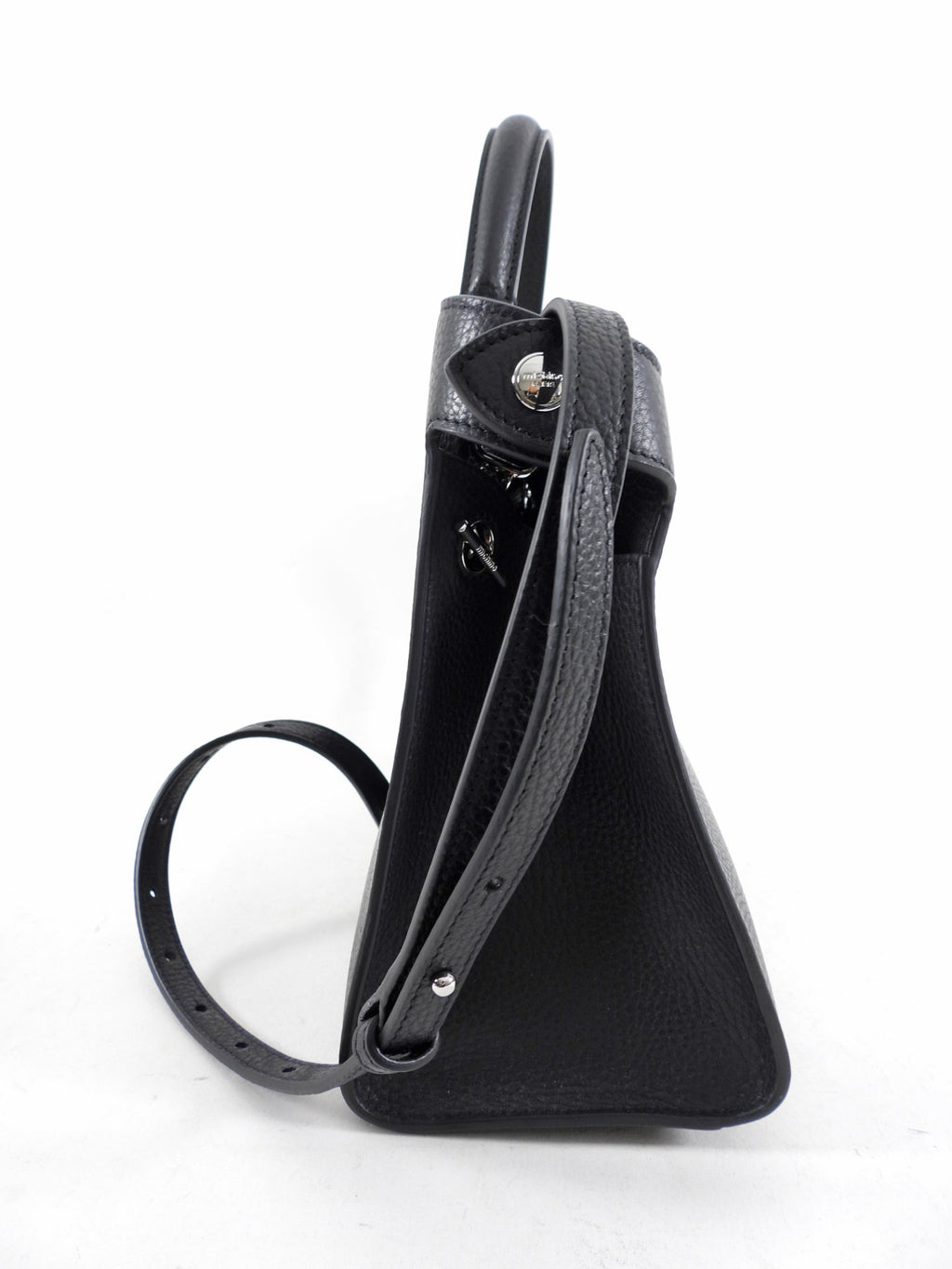 Michino Black Leather Lutece PM Top Handle Bag