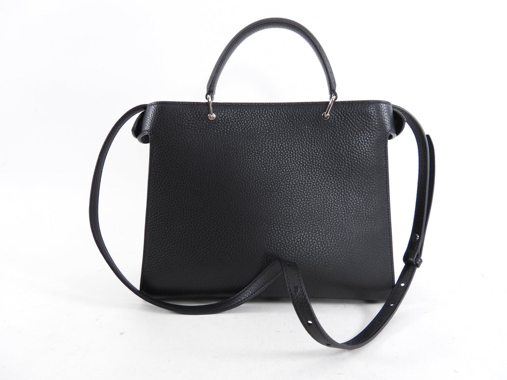 Michino Black Leather Lutece PM Top Handle Bag