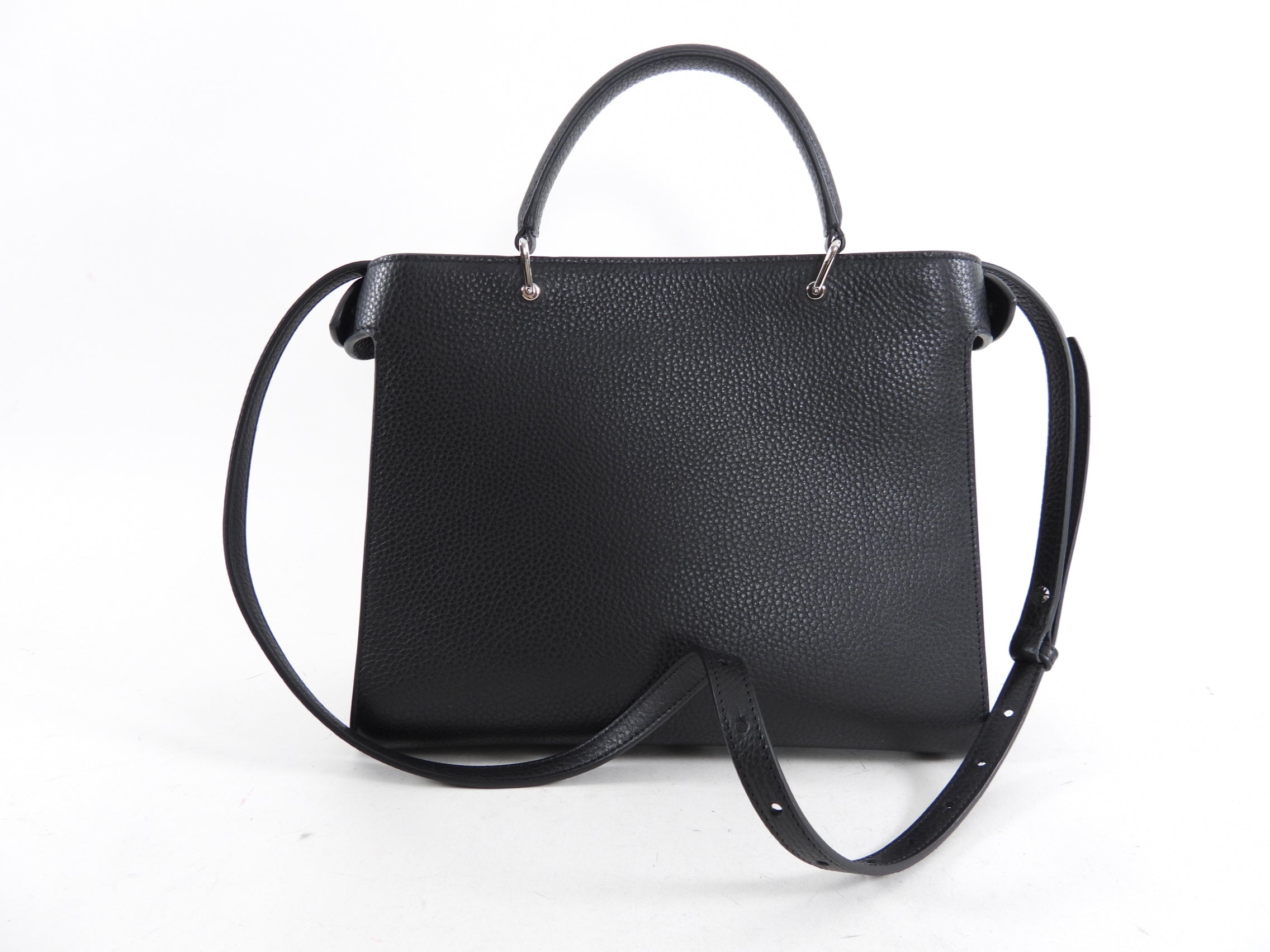 Michino Black Leather Lutece PM Top Handle Bag