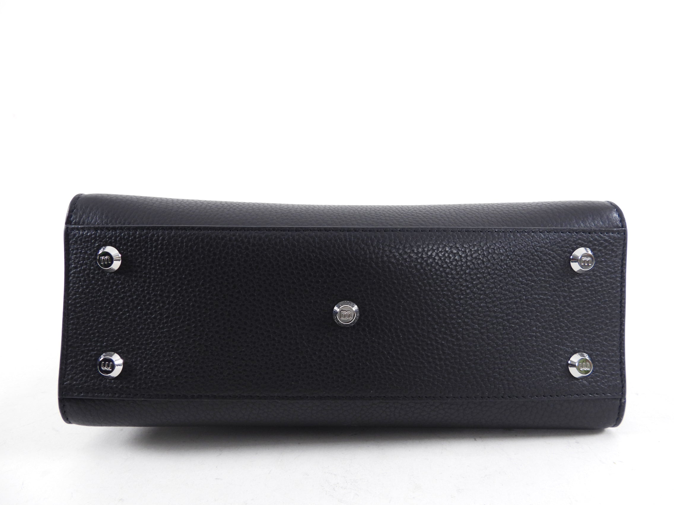 Michino Black Leather Lutece PM Top Handle Bag