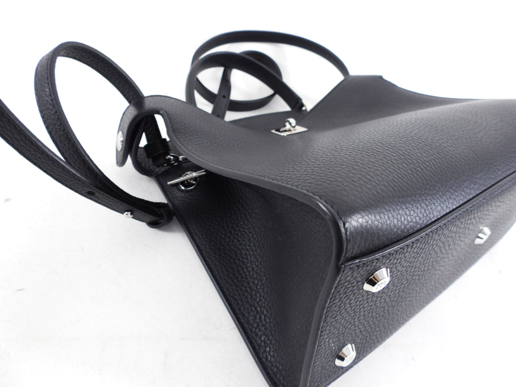Michino Black Leather Lutece PM Top Handle Bag