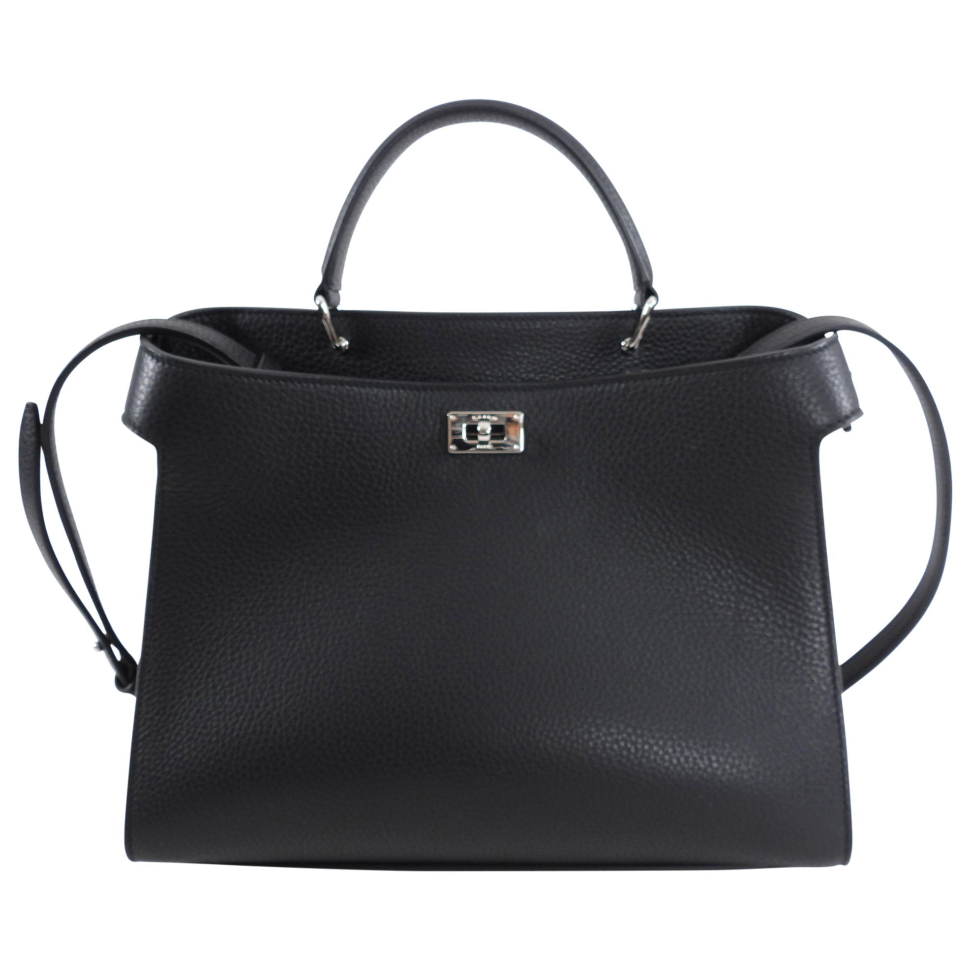 Michino Black Leather Lutece PM Top Handle Bag