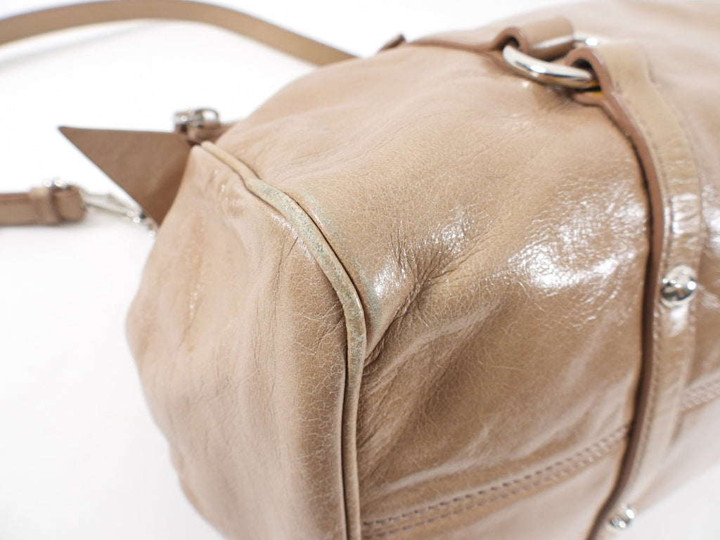 Miu Miu Beige Vitello Lux Bow Two Way Tote Bag