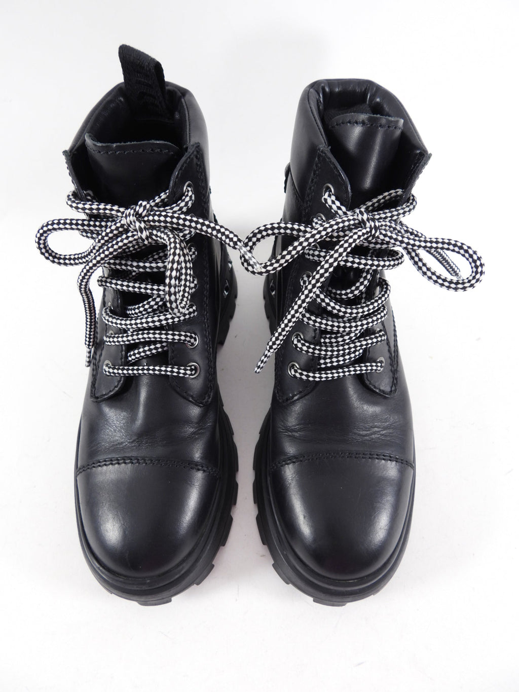 Miu Miu Black Leather Mountain Boot with Jewel Detail - 36.5