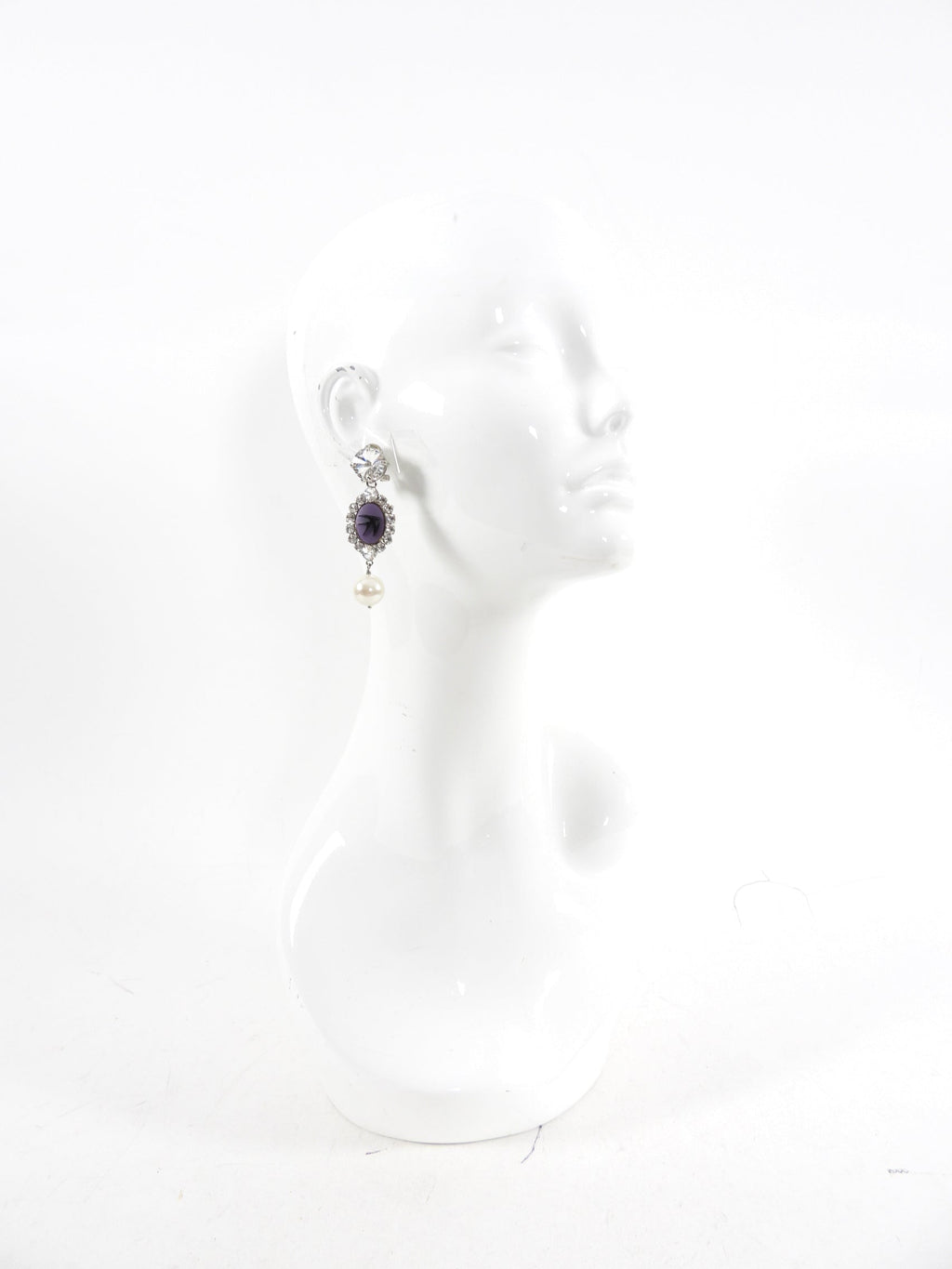 Miu Miu Swallow Bird Crystal Pearl Drop Earrings