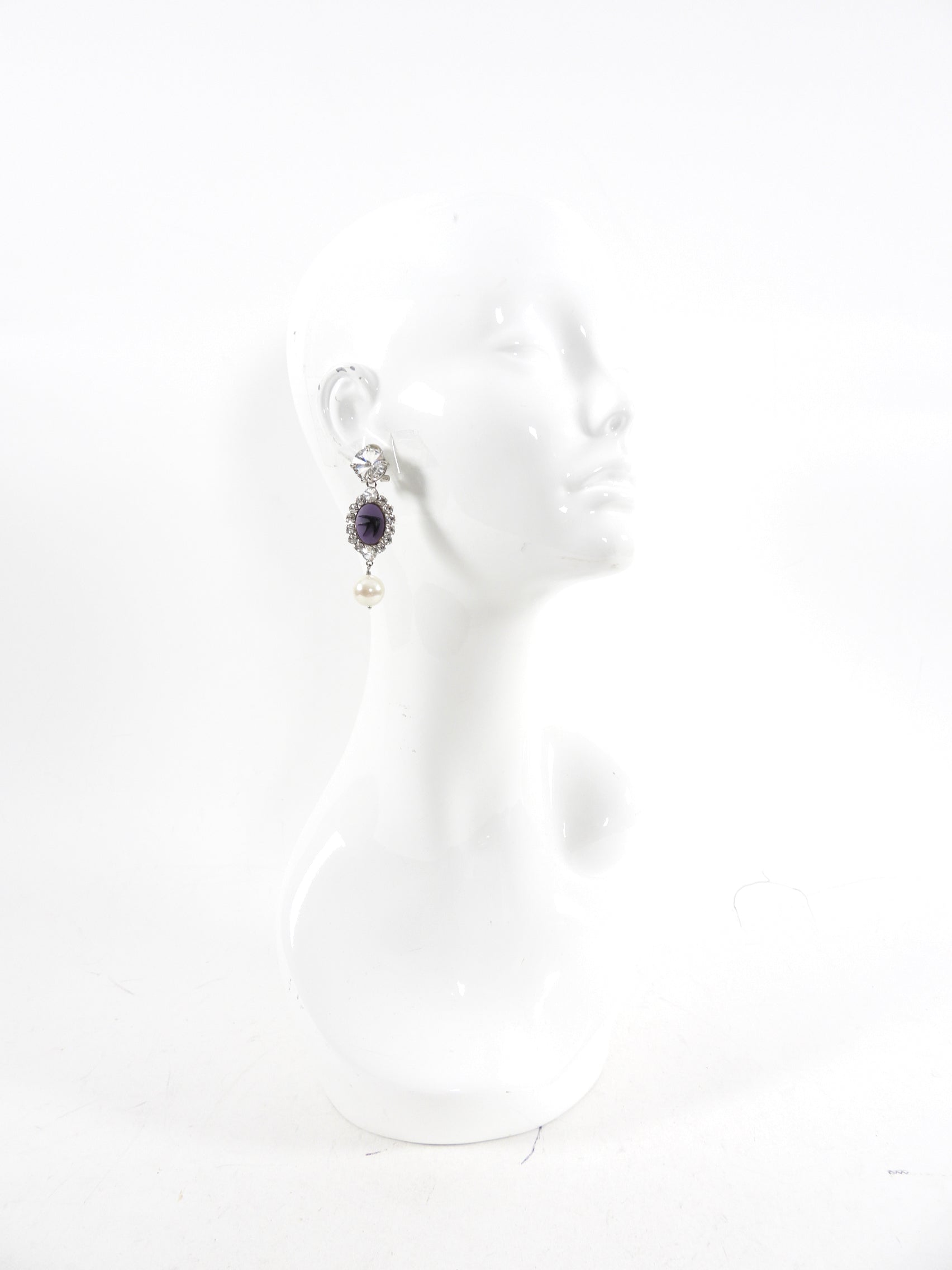 Miu Miu Swallow Bird Crystal Pearl Drop Earrings