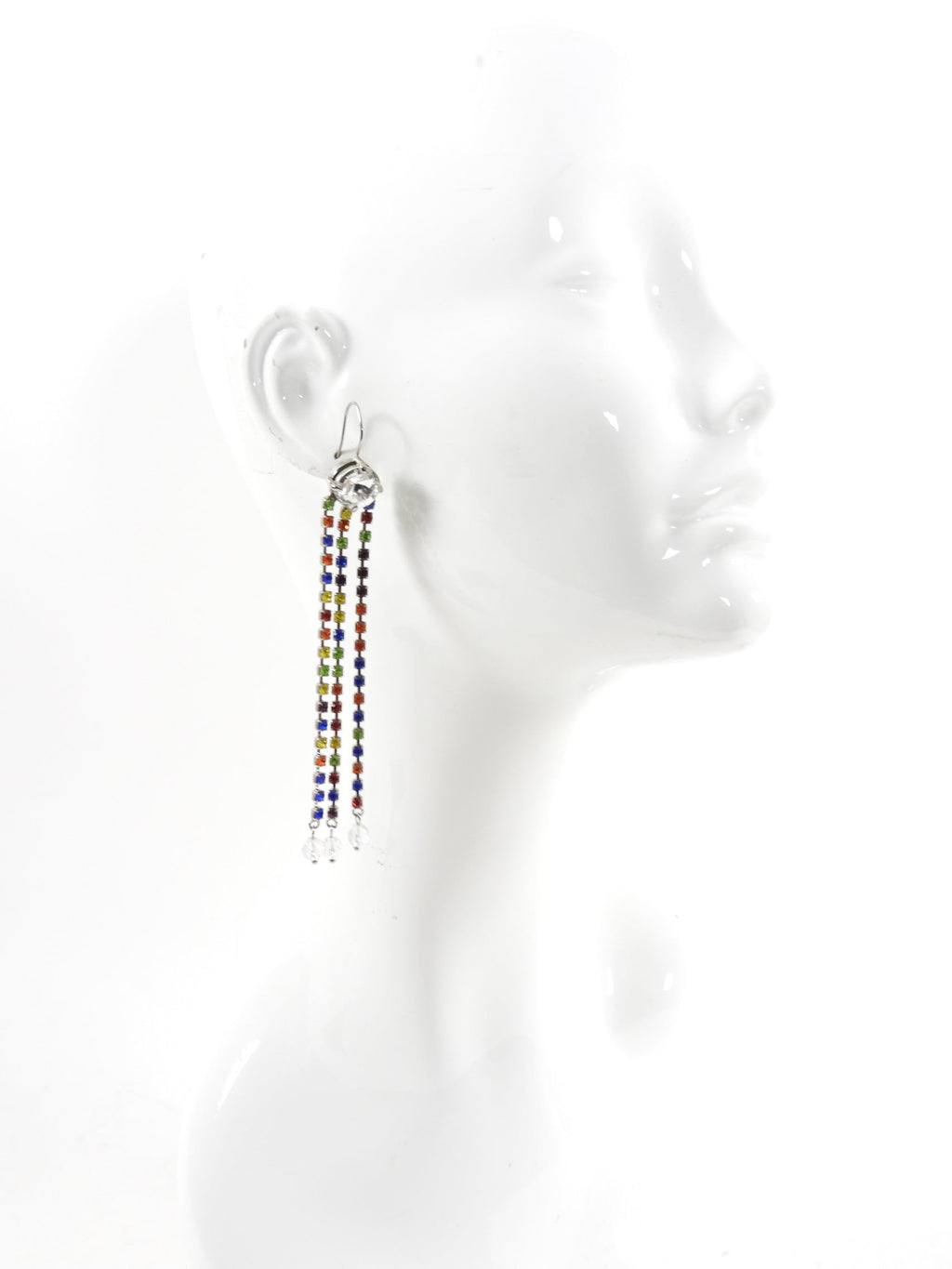 Miu Miu Multicolour Crystal Rhinestone Fringe Drop Earrings