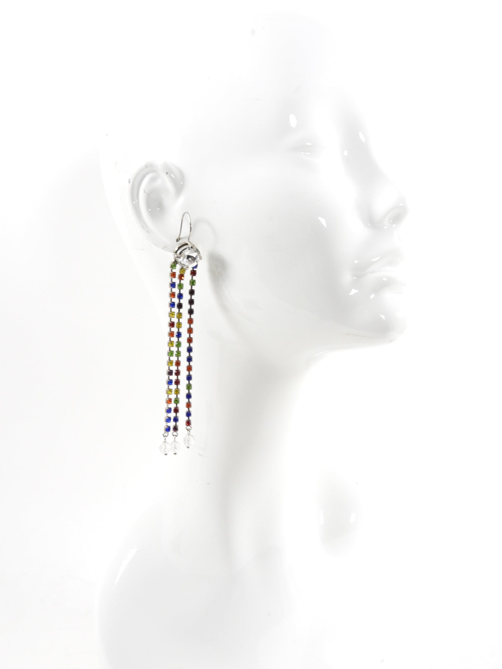Miu Miu Multicolour Crystal Rhinestone Fringe Drop Earrings