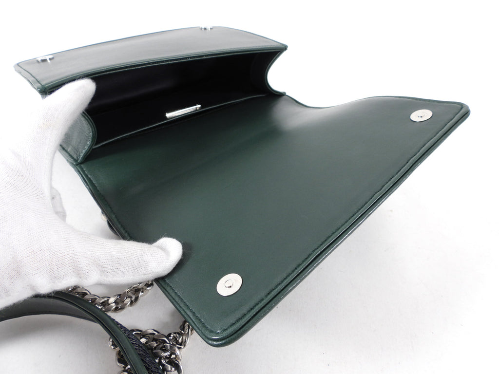 Miu Miu Green Sequin Small Bag with Shoulder Chain Strap
