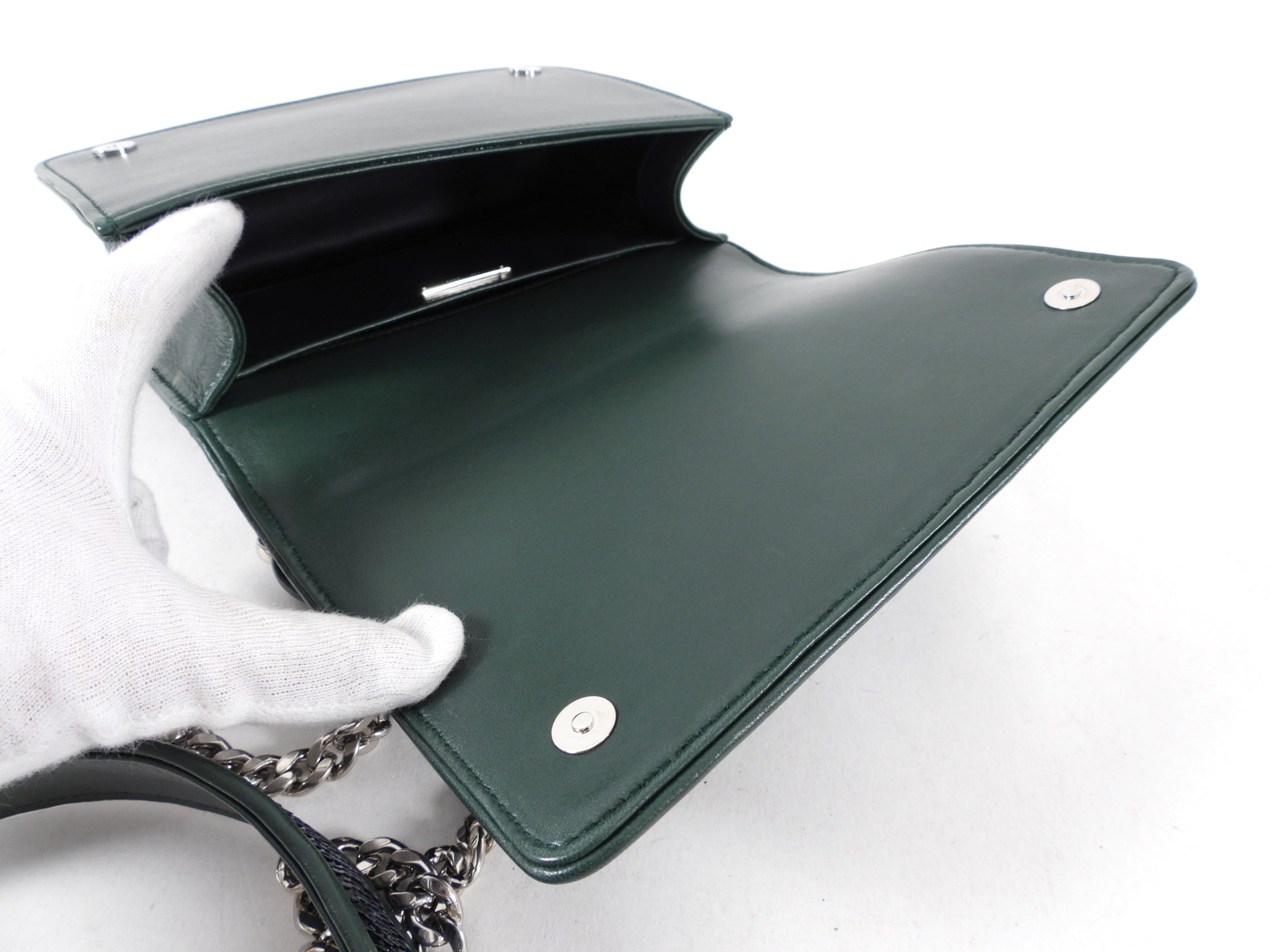 Miu Miu Green Sequin Small Bag with Shoulder Chain Strap