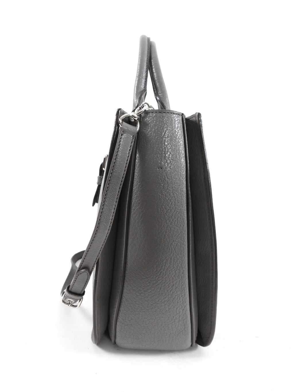 Miu Miu Grey Leather Madras Press Stud Tote Bag