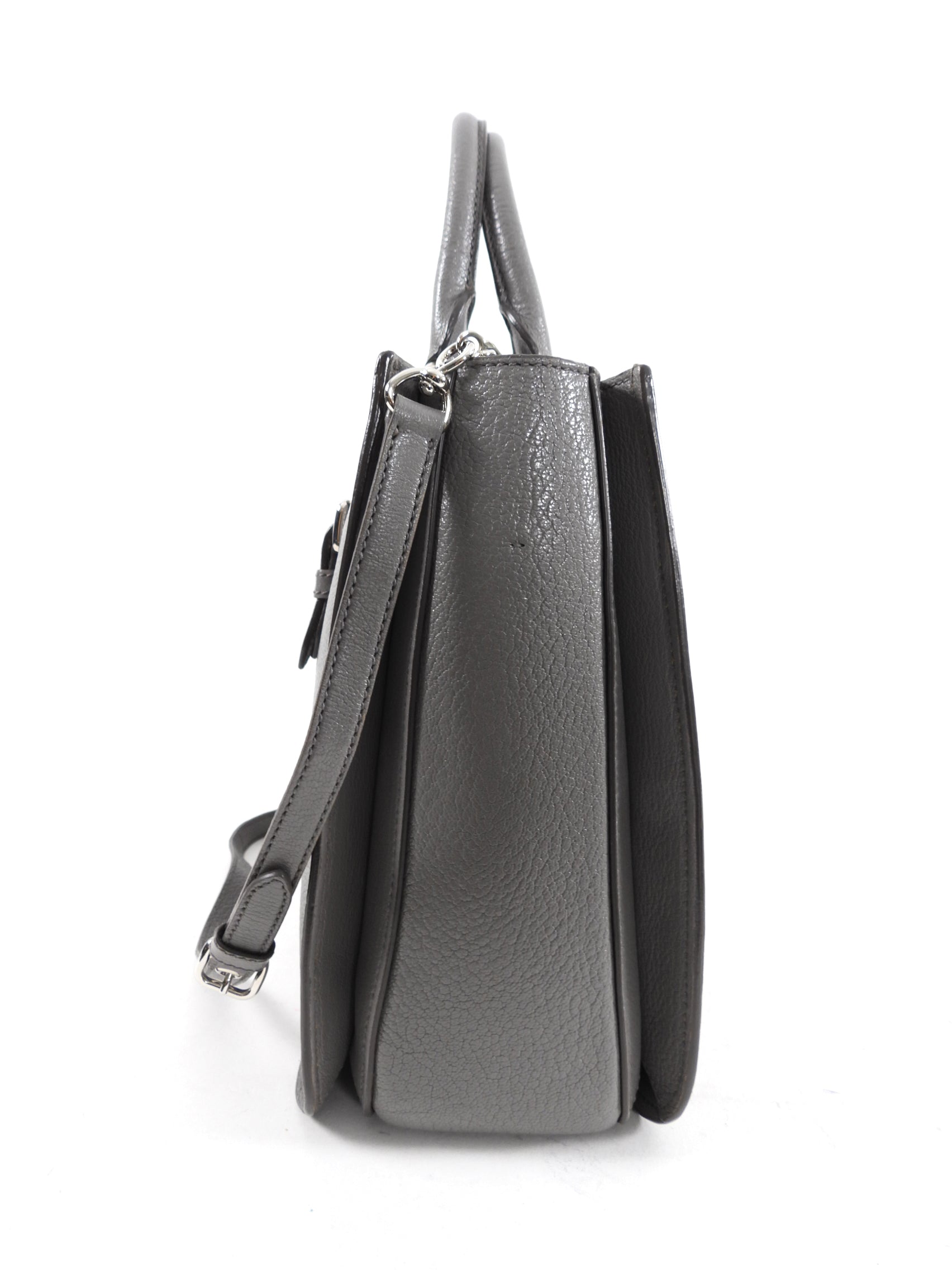 Miu Miu Grey Leather Madras Press Stud Tote Bag