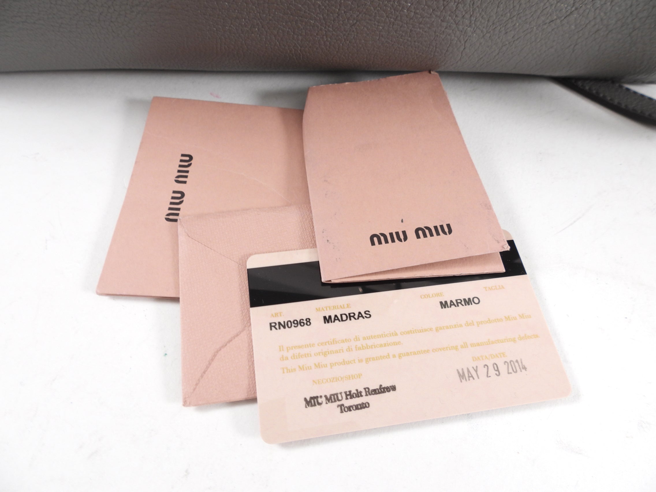 Miu Miu Grey Leather Madras Press Stud Tote Bag
