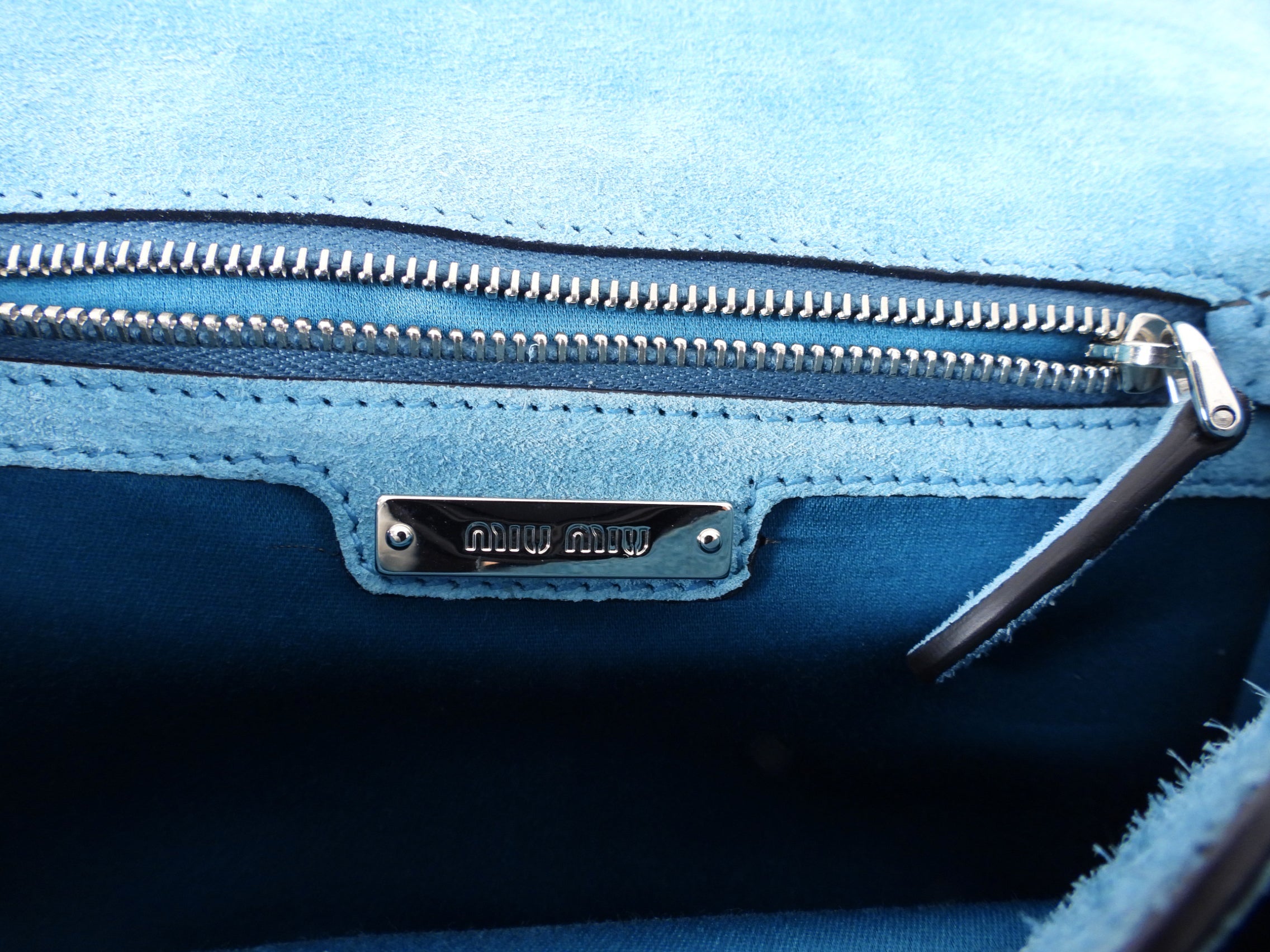 Miu Miu Pink Small Logo Flap Madras Crossbody Bag