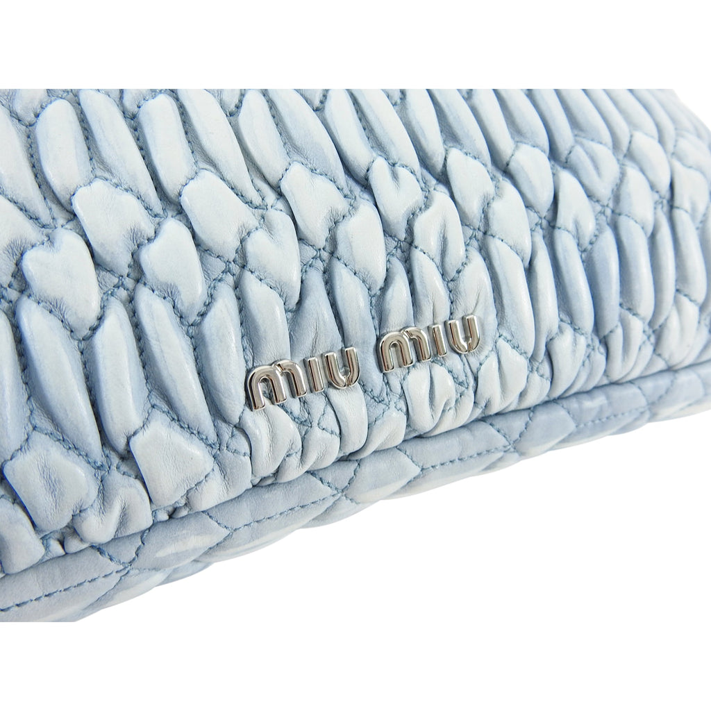 Miu Miu light blue Matelasse Crystal Flap Bag