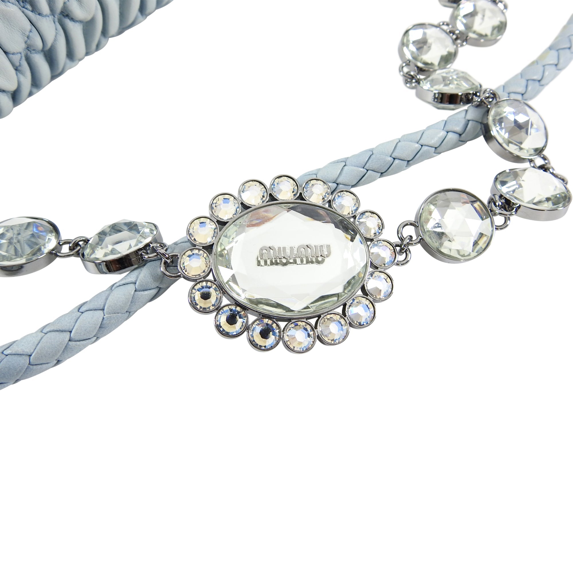 Miu Miu light blue Matelasse Crystal Flap Bag