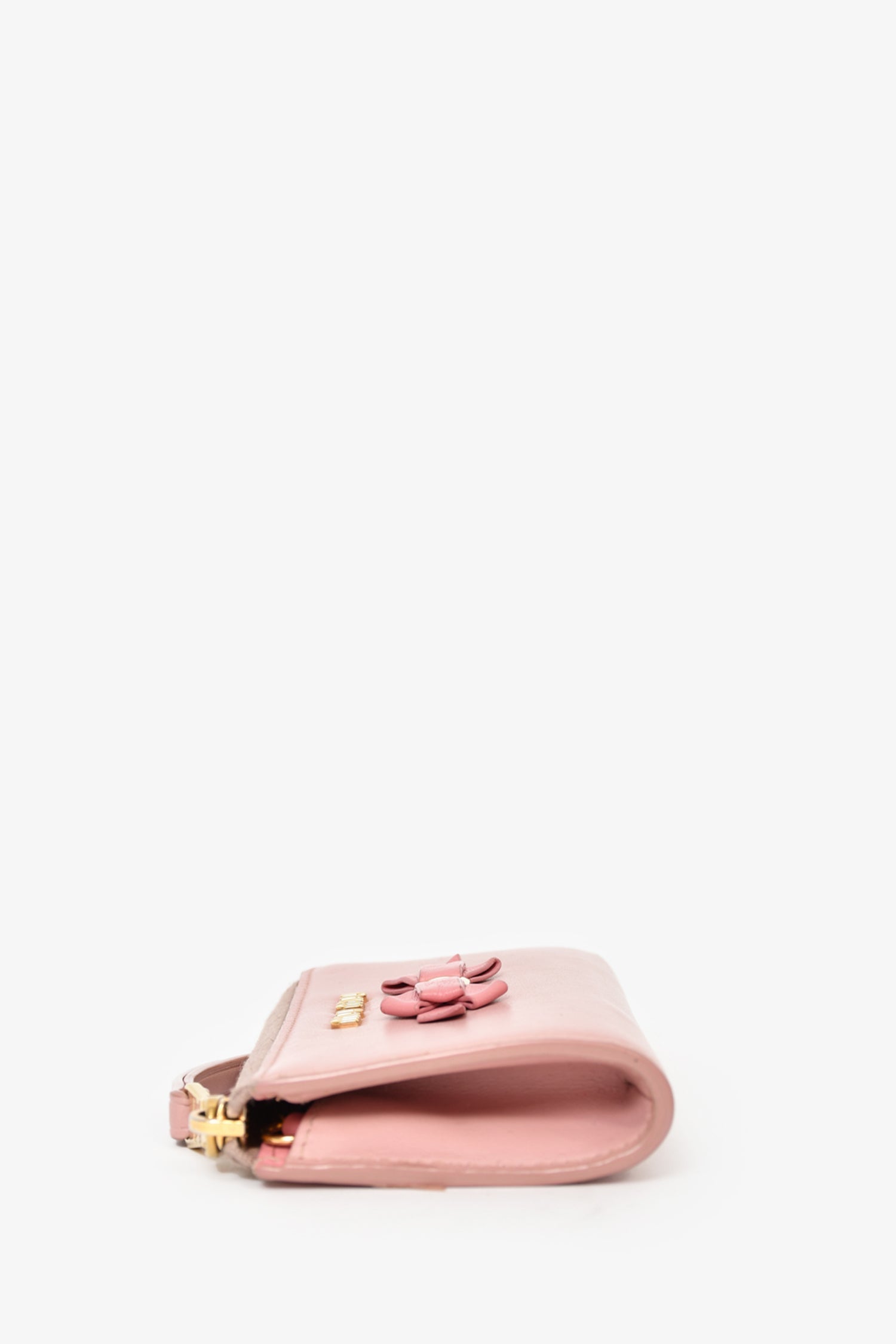 Miu Miu Pink Leather Bow Small Zip Wallet
