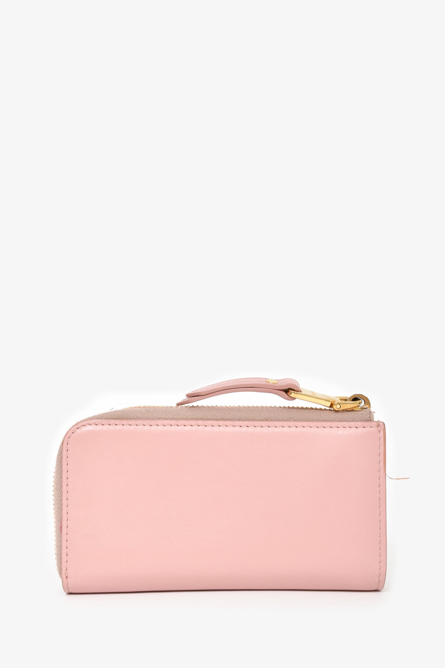 Miu Miu Pink Leather Bow Small Zip Wallet