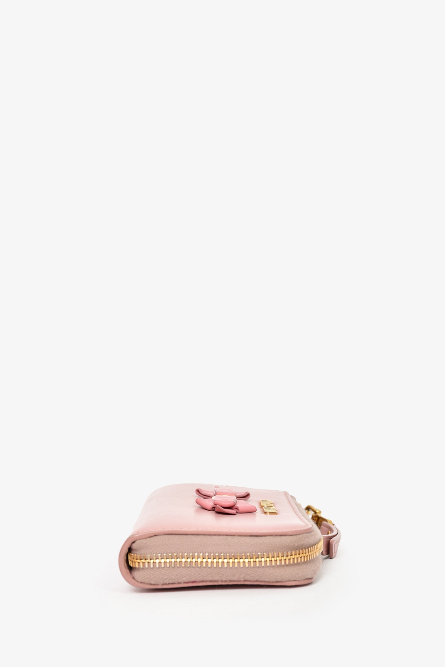 Miu Miu Pink Leather Bow Small Zip Wallet