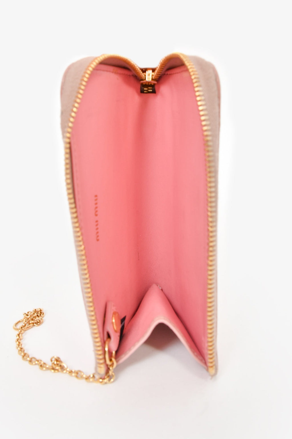 Miu Miu Pink Leather Bow Small Zip Wallet