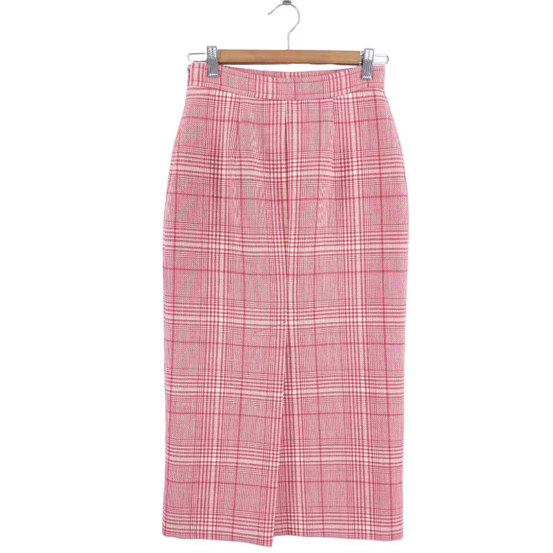 Miu Miu Cherry Pink Check Midi Pencil Skirt - USA 2 / XS
