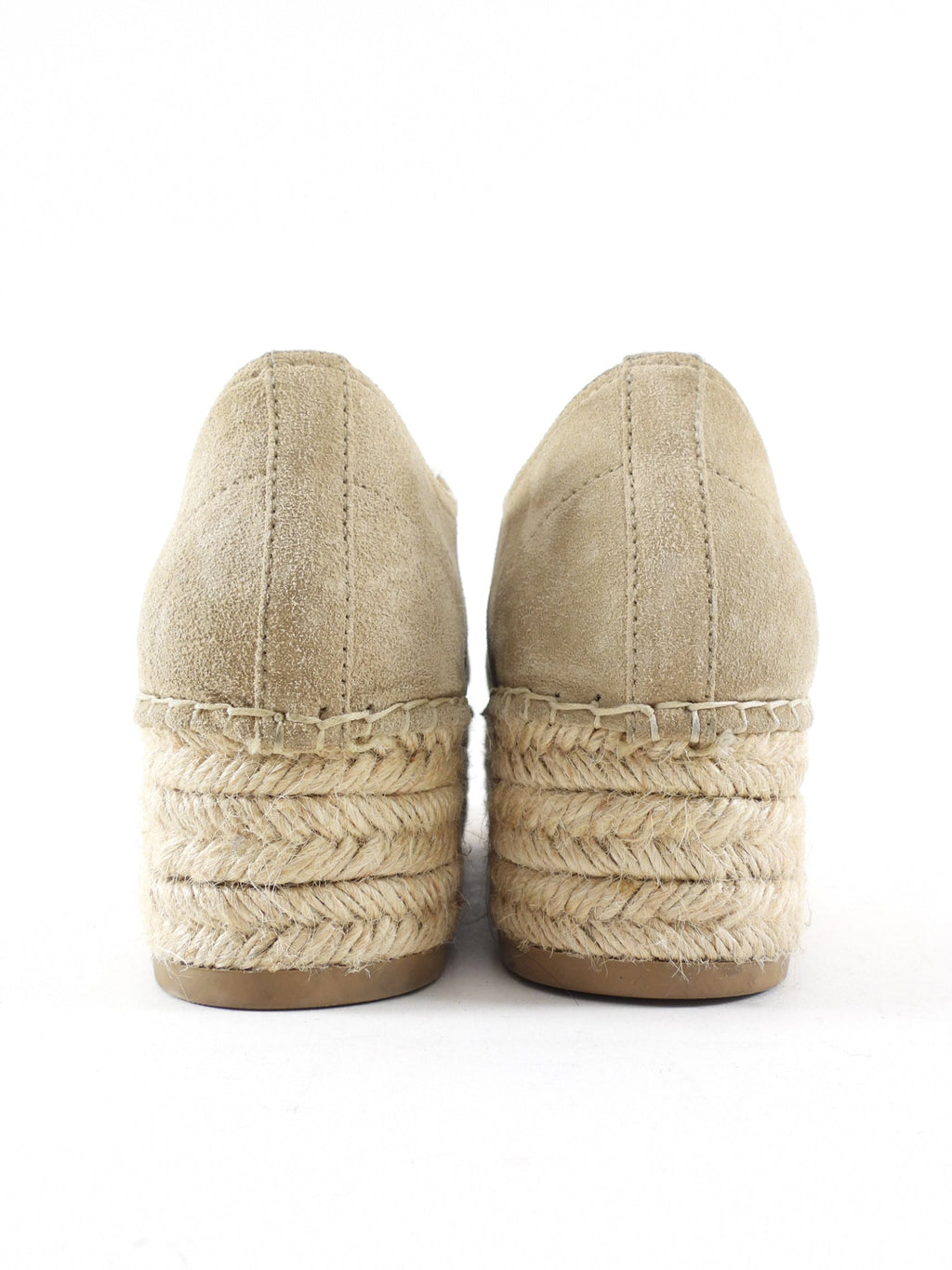 Miu Miu Beige Suede Platform Espadrille Shoes - 39
