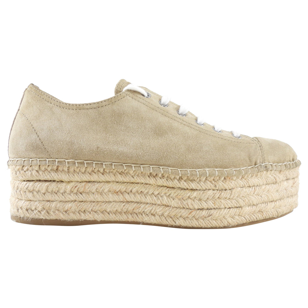 Miu Miu Beige Suede Platform Espadrille Shoes - 39