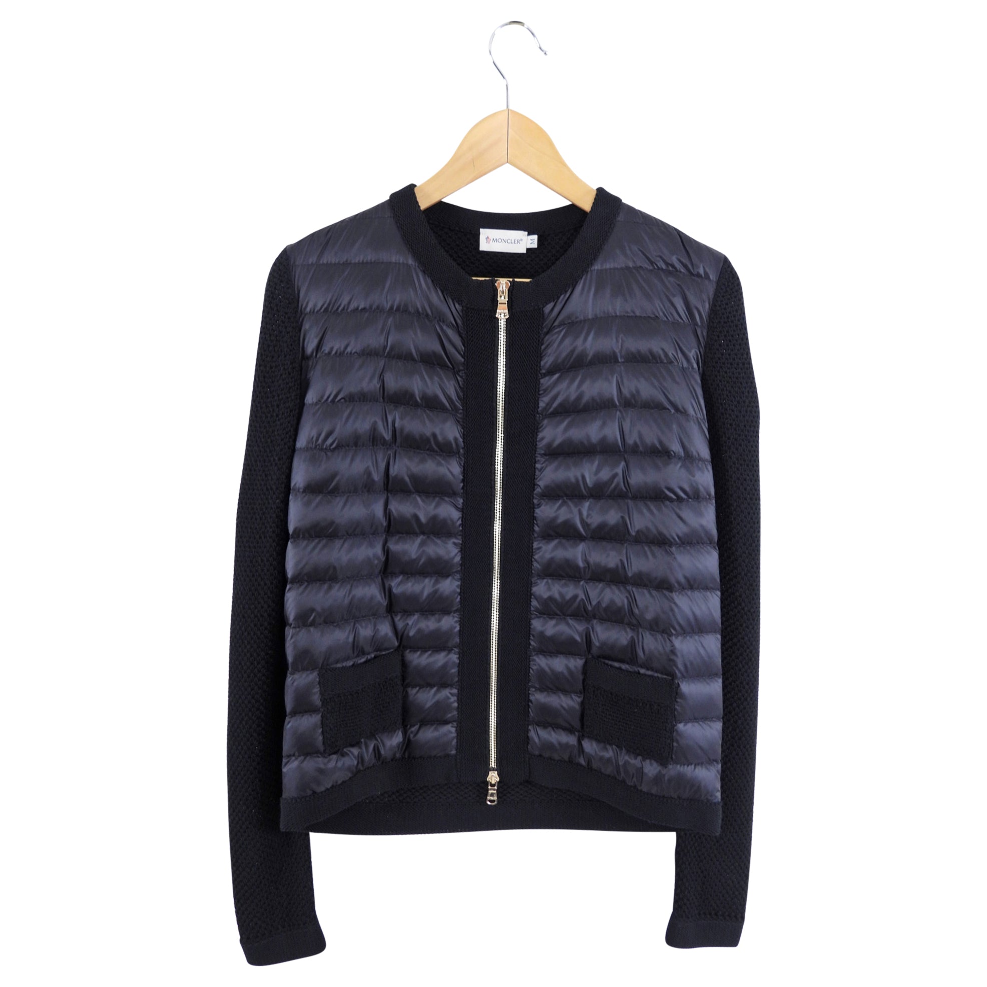 Moncler Down Quilt Padded Combo Knit igan Sweater - S/M - US 4/6