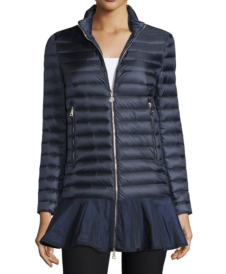 Moncler Navy Light Down Daurade Ruffle Hood Coat - 4/6