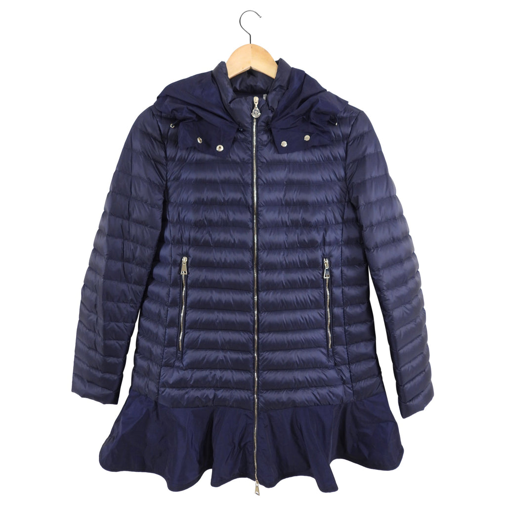 Moncler Navy Light Down Daurade Ruffle Hood Coat - 4/6