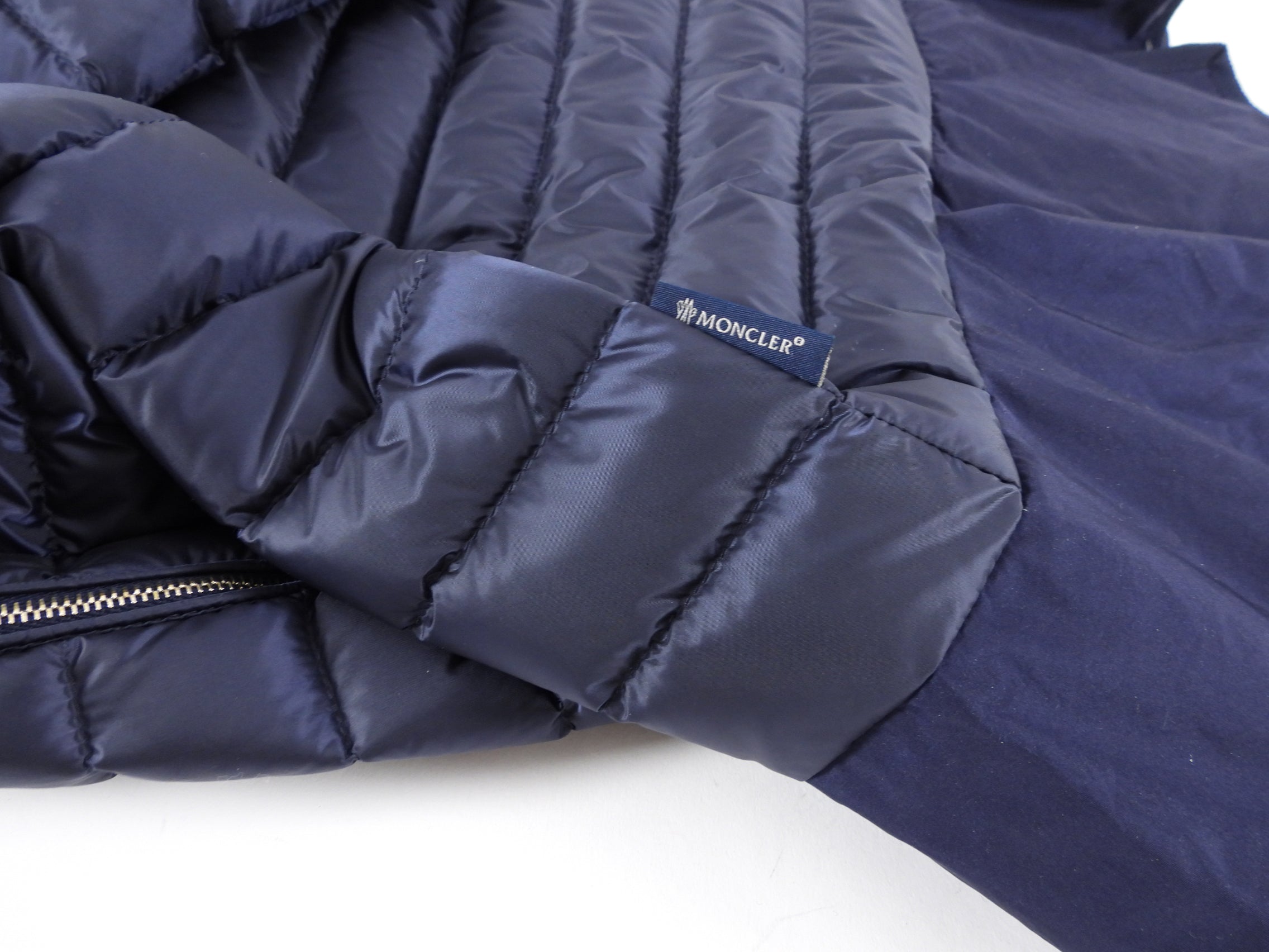 Moncler Navy Light Down Daurade Ruffle Hood Coat - 4/6