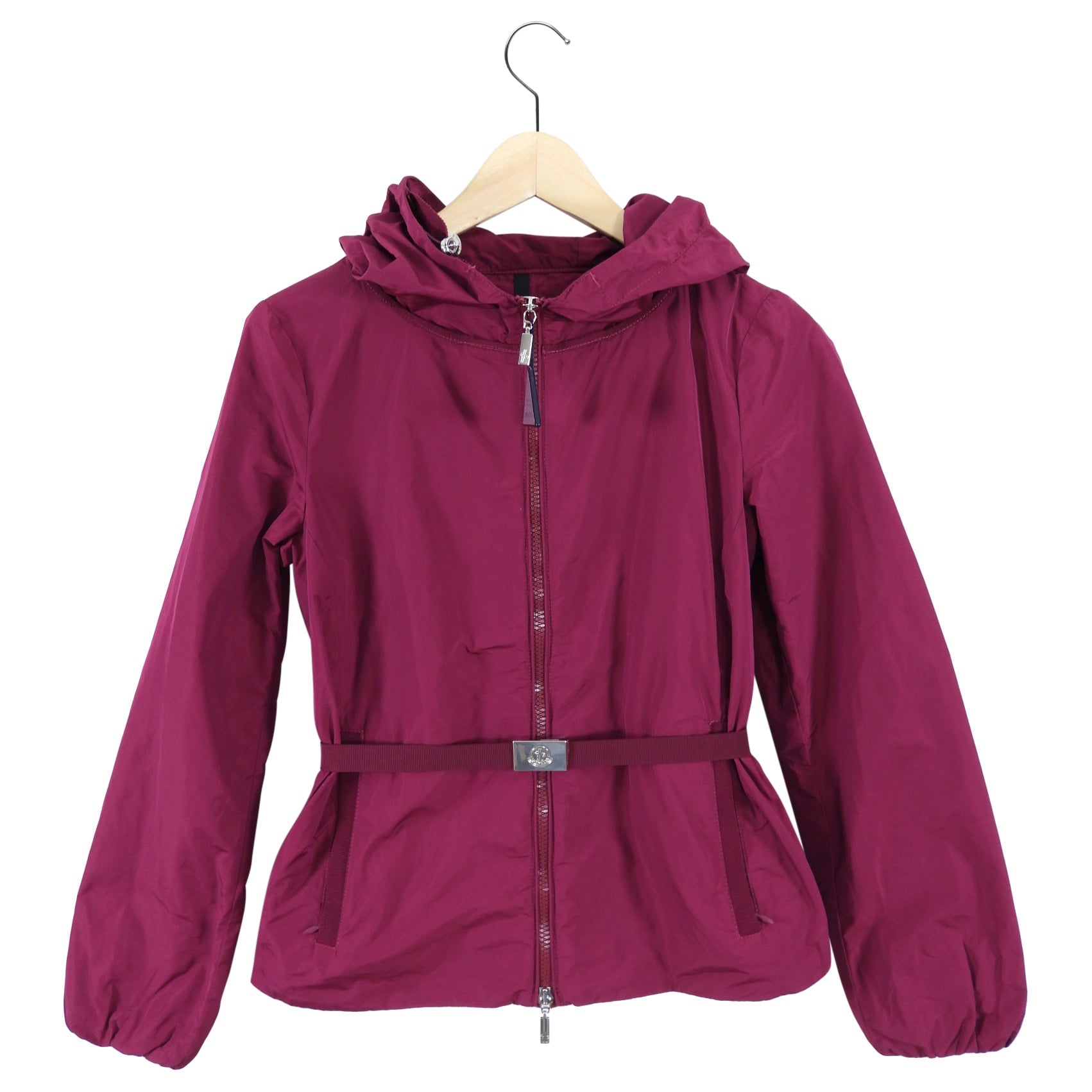 Moncler Gazonette Magenta Light Spring Hooded Ruffle Jacket - XS / 2