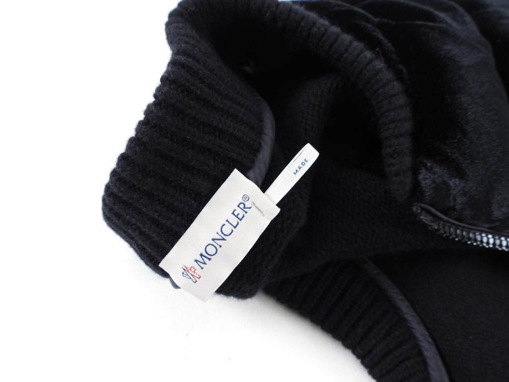 Moncler Black Velvet and Wool Quilted Maglione igan - S