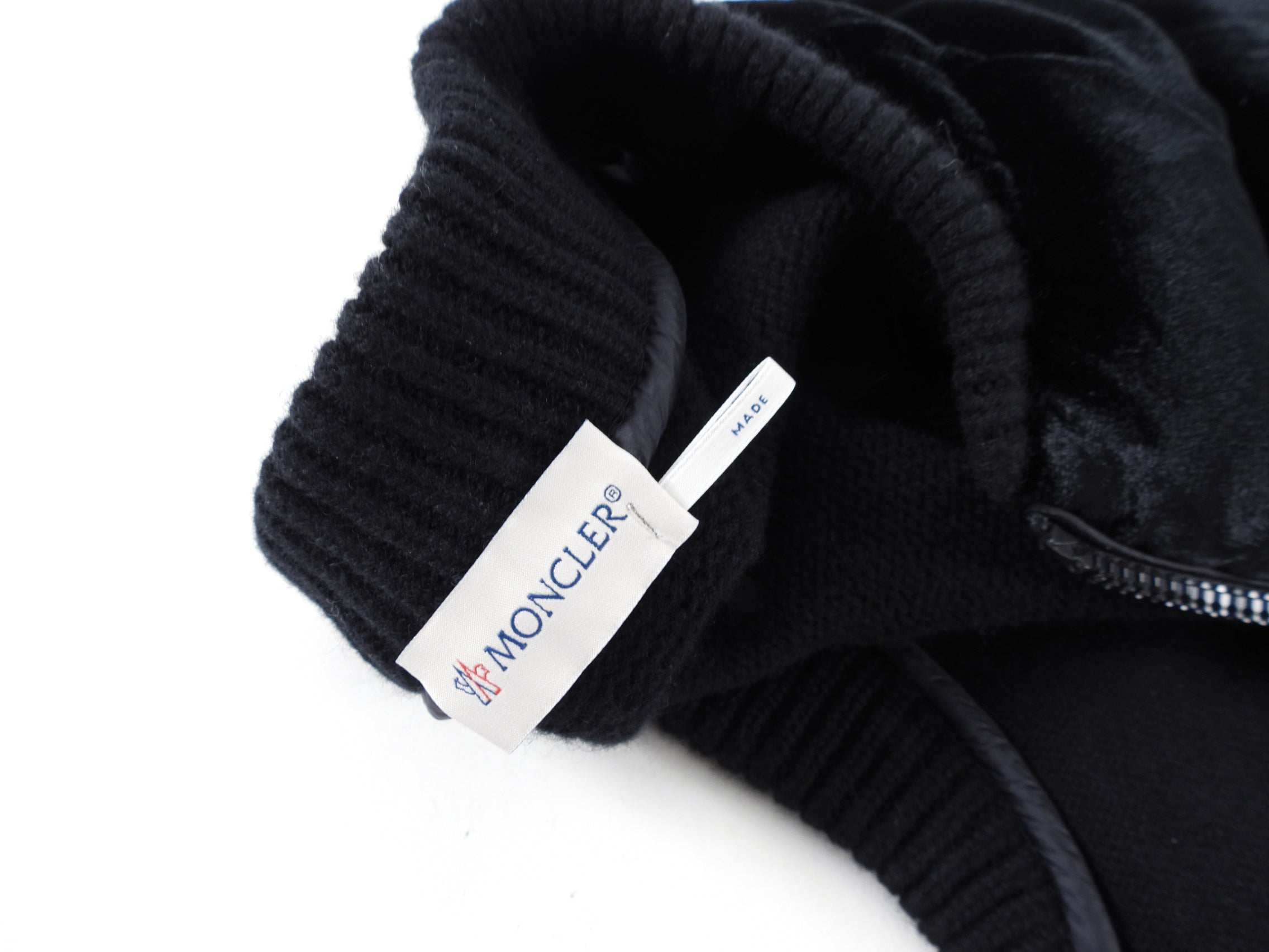 Moncler Black Velvet and Wool Quilted Maglione igan - S