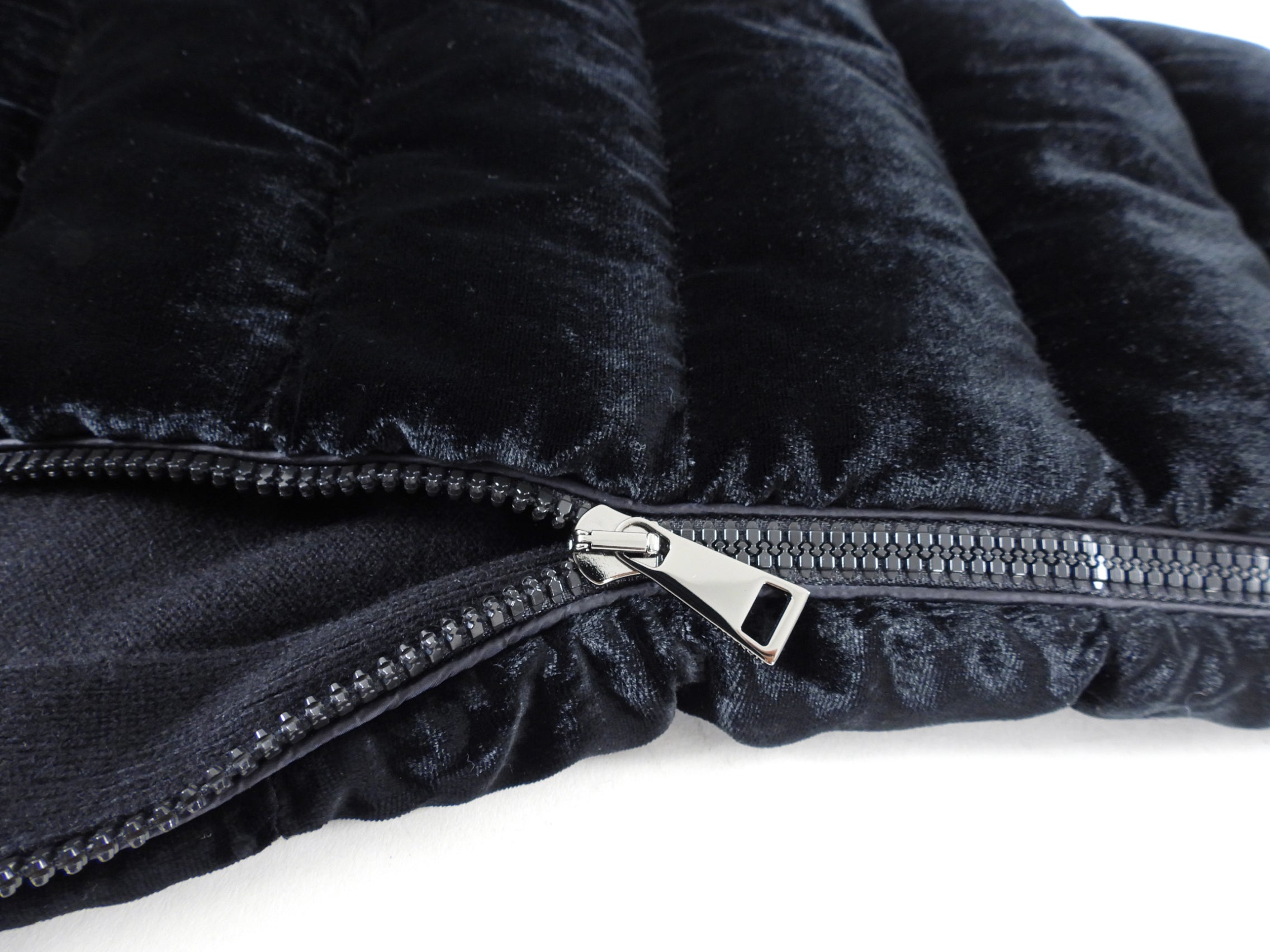 Moncler Black Velvet and Wool Quilted Maglione igan - S