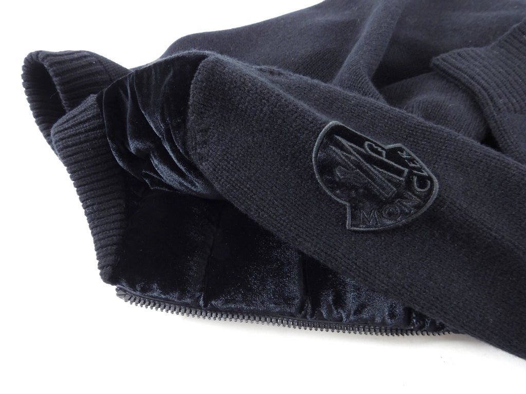 Moncler Black Velvet and Wool Quilted Maglione igan - S