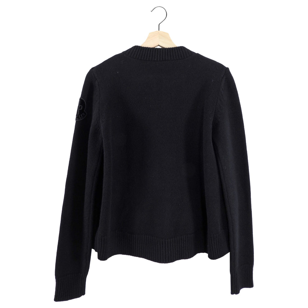 Moncler Black Velvet and Wool Quilted Maglione igan - S